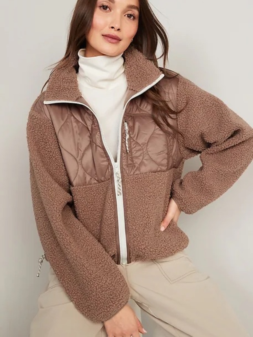 Old Navy Quilted & Fleece Full Zip Jacket | Plus Size 3X